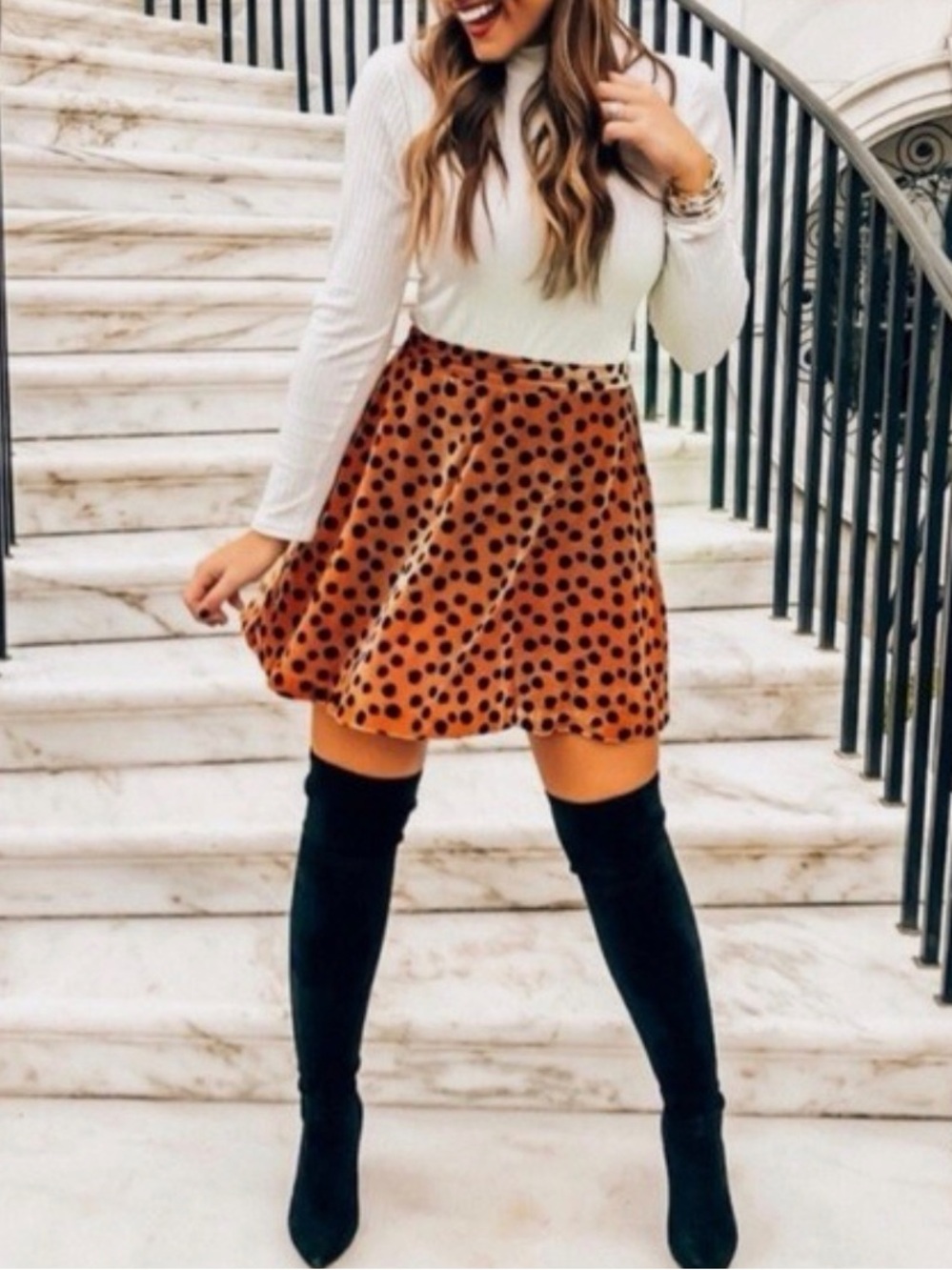 Madewell Rust Velvet Leopard Polka Dot Circle Mini Skirt